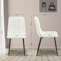 Comedor Antibes tapizada en Polipiel I Butaca de salón con Base metálica de 4 Patas I Asiento de Cocina, Color:Blanco - details 2