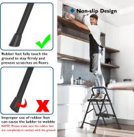 Escaleras Plegables de 3 Escalones, Capacidad de 272KG con Pedales Antideslizantes Anchos, Taburete Escaleras de Mano de Acero, Manubrio de Esponja, Uso en Interiores y Exteriores, Negro - details 59
