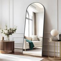 Cuerpo Entero Curvado, Espejos Grandes de Pared con Marco de Aluminio 161 x 52 cm, Espejo de Pie Inclinado o Colgante para Salón, Dormitorio, Entrada, Negro - details 0