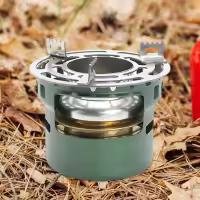 Accesorios para equipos de acampada, estufa, quemador de metal compacto, ultraligero y estable, estufa de alcohol portátil - details 1