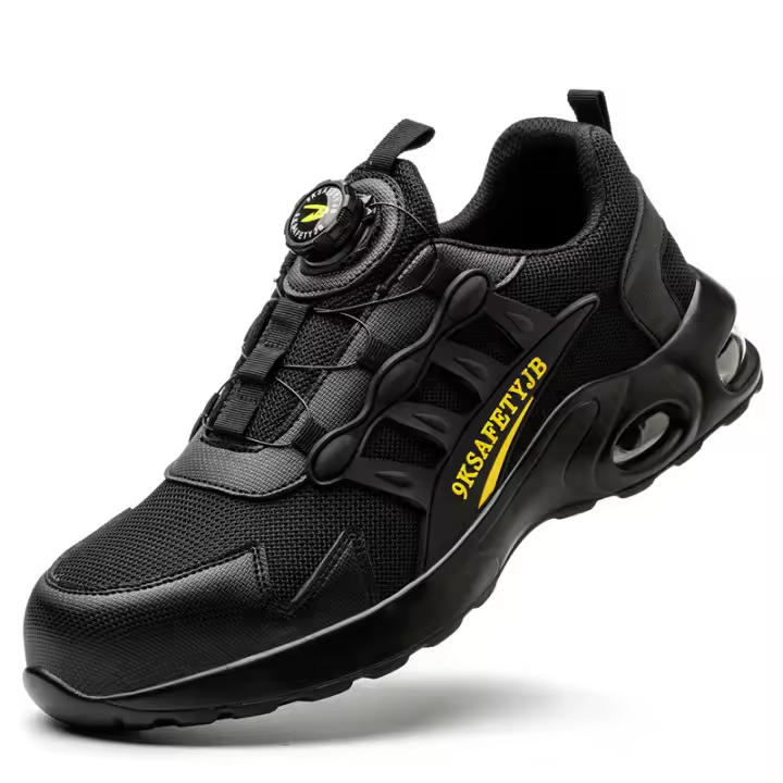 famgem Zapatos De Seguridad Para Hombre Con Botones Giratorios Y Punta De Acero Indestructibles Antipinchazos Y Con Almohadilla De Aire Botas De Trabajo Con Suela De Goma Material De Tela Y Algodón - 1