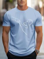 Camiseta de manga corta con cuello redondo y estampado de perro divertido, 100% algodón, casual, deportiva, holgada, para hombre - details 11