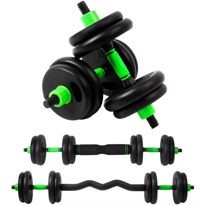 Mancuernas Ajustables 10/15/20/30/40 KG Juego de Pesas 3en1 con Barra Recta y Curva, Mangos Antideslizantes, Kit Mancuernas para Gimnasio en Casa - 1