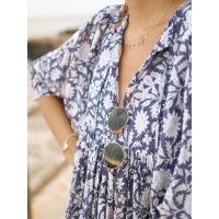 Vestido corto de vacaciones de playa de rayón informal suelto con lazo floral para mujer de moda de verano - details 29