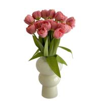 Ramo de tulipanes artificiales de 9 cabezas, borde quemado, flor de tulipán de seda realista hecha a mano, flores falsas de tacto Real, decoración de cumpleaños, 9 Uds. - details 6
