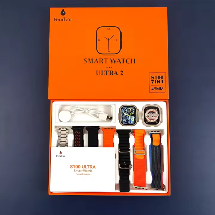 7 correas de reloj inteligente S100 Ultra, reloj inteligente con pantalla Circular Amoled 2.2HD, funda protectora, nuevo - 1