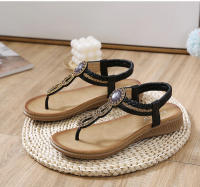 Sandalias de nuevo estilo con diamantes de imitación, cómodas, de punta redonda, para vacaciones en la playa, zapatos planos de talla grande - details 7