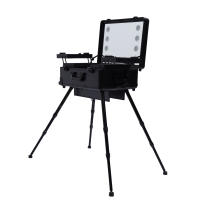 Estuche de tren de maquillaje rodante, organizador de viaje con luz LED y espejo, carro de cosméticos - details 2