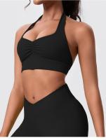 Lemon-conjunto deportivo de Yoga para mujer, mallas cortas de cintura alta y cuello redondo, sujetador cruzado, 2 piezas - details 10