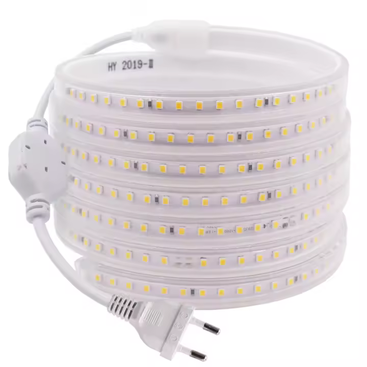Tira de luces LED impermeable, 220V, 2835, alto brillo, 120led/m, Flexible, para cocina, jardín al aire libre, con enchufe de la UE - 1