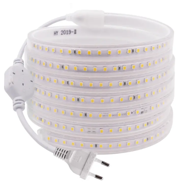 Tira de luces LED impermeable, 220V, 2835, alto brillo, 120led/m, Flexible, para cocina, jardín al aire libre, con enchufe de la UE - 1