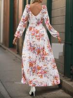 Vestido Largo de Manga Grande con Estampado Cuello en V, Moda Coreana Harajuku para Mujeres - details 10