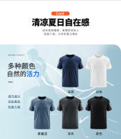 Verano de los hombres de hielo fresco tejido de manga corta tops fitness deportes transpirable fresco camiseta - details 3