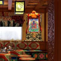 Farmacéutico Thangka Xizang cuadro de pared pintado a mano artículos tibetanos interior de gran tamaño 120cm de alto - details 2