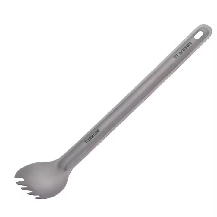 Tiartisan - Cuchara deportiva de titanio, mango largo, vajilla, villa portátil ultraligera para exteriores, equipo de camping - 1