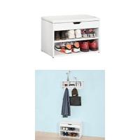 para Zapatos con Asiento Zapatero Entrada Recibidor Zapatero Estrecho con 1 Solapa 60 x 26 x 46 cm Blanco FSR98-W ES - details 20