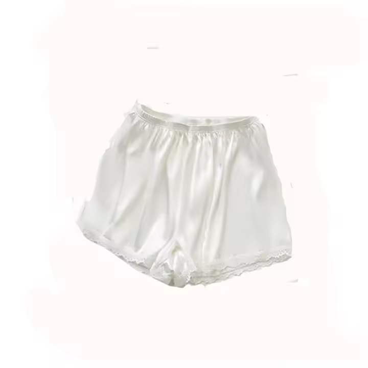 Pantalones cortos cómodos a prueba de luz para vestido, cintura elástica de satén, pantalones cortos de seguridad de verano, bragas bóxer de encaje para mujer - 1