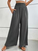 Pantalones de pierna ancha de tiro medio lisos a la moda para mujer, pantalones sueltos de verano para mujer, nuevos en pantalones cómodos - details 12