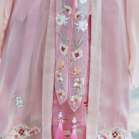 Conjunto rosa Hanfu para niña, horquilla de gama alta con hombro de nube bordado chino de estilo antiguo súper inmortal de la dinastía Ming para niña - details 5