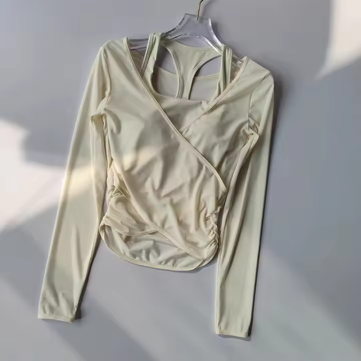 Camiseta de Yoga para Mujer de Manga Larga Top Deportivo de Nylon con Almohadilla - 1