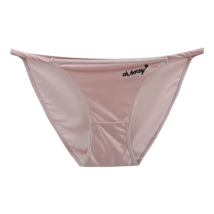 Ropa interior transpirable de Color sólido con tirantes finos para niñas y mujeres, bragas para mujeres, ropa interior sin costuras, ropa interior con estampado de letras - 1