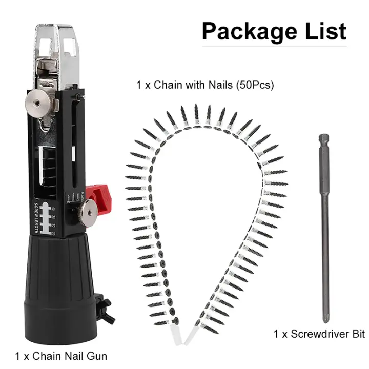 Llave de tapón automática para taladro eléctrico Herramientas de carpintería Recargable Sin cable Película de cadena Adaptador de tornillo - 1
