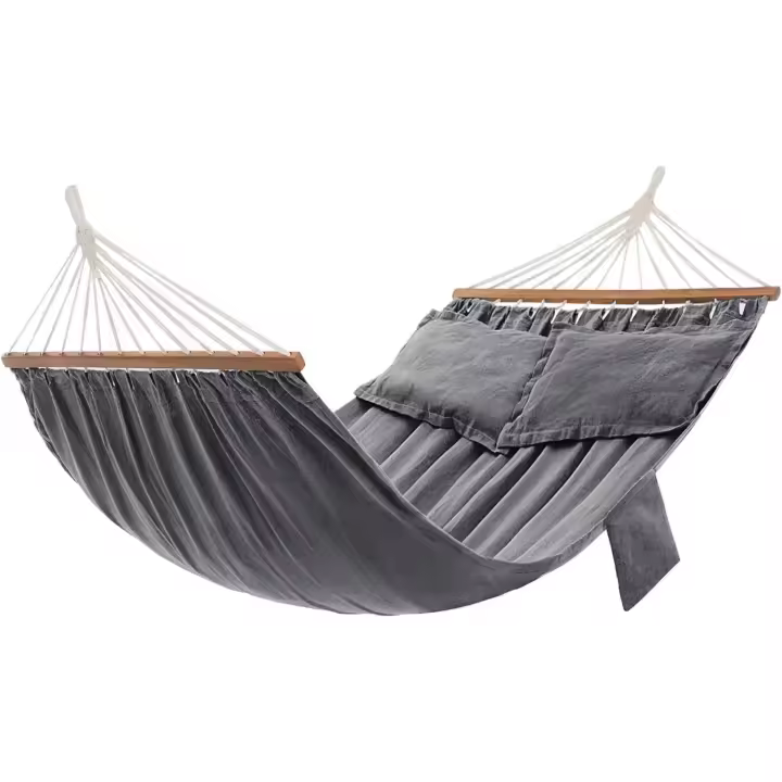 Hamaca de Exteriores Cama Columpio de Madera 2 Barras 2 Almohadas Carga Máxima 300kg - 1