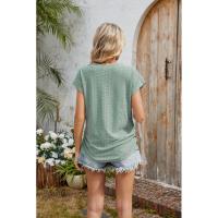 BUNO-2025 Camisetas para mujer de manga larga de algodón para mujer, camisetas con manga casquillo y cuello en V, camiseta informal holgada de manga larga de algodón para mujer - details 6