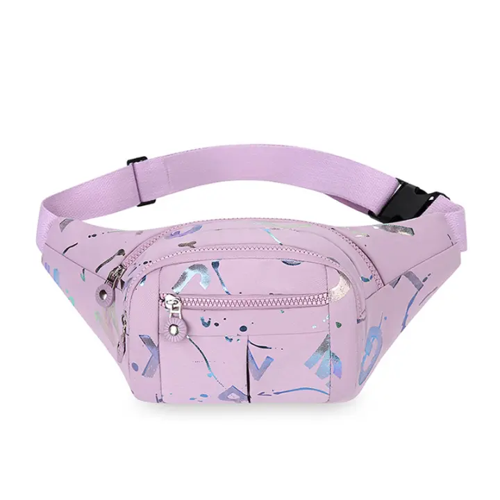 Riñonera de tres capas con solapa para mujerbolso de pecho a la moda para deportes al aire librebolso de cintura con estampado de letrasbolsos cruzados de hombro para niñas - 1
