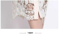 Calidad verano con cuentas Dias bordado Beige blanco encaje vestido de noche mujeres manga corta volante Peplum Midi vestidos de graduación largos - details 11