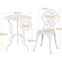 Conjunto de Mesa y Sillas Exterior Vintage Juegos de Muebles de Jardín de Aluminio Una Mesa con Dos Sillas para Balcón Bronce - details 10