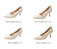 Francés desnudo tacones altos zapatos de mujer stiletto primavera y otoño 2025 nueva primavera solo zapatos profesionales trabajo zapatos de cuero tacón medio - details 0