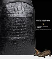 Mochila casual para hombres, mochila de cuero de moda, bolso de computadora de 15,6 pulgadas con patrón de cocodrilo, mochila de viaje - details 1