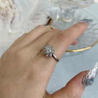 Anillo giratorio de flor de molino de viento con copos de nieve de circonio de cristal a la moda para mujeres y niñas, joyería para fiesta, regalo antiestrés - details 12