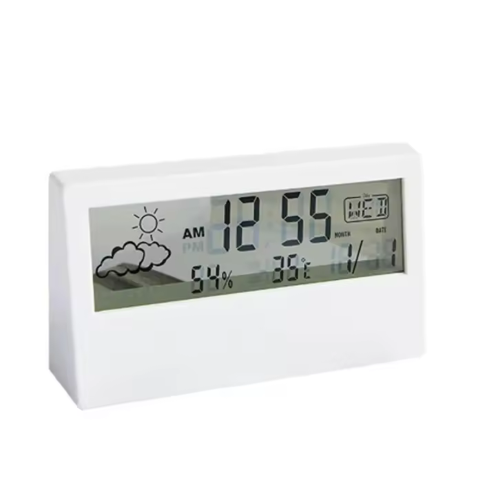 Termómetro LED, termómetro, termómetro electrónico multifuncional, Estación meteorológica Doméstica, Con despertador, Pantalla Creative Meteorológica, modelo transparente - 1
