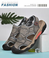 Sandalias de cuero genuino de verano para hombre, cómodas sandalias de playa para exteriores, zapatos romanos informales con punta anticolisión para senderismo y viajes - details 16