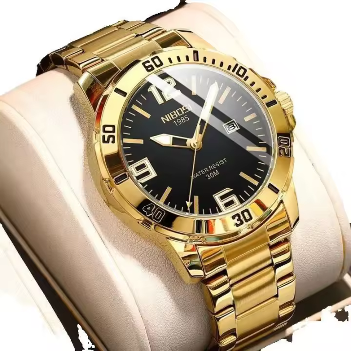 Reloj de negocios luminoso de primera marca con correa de acero inoxidable y movimiento de cuarzo analógico NIBOSI de lujo de primera calidad para hombre - 1
