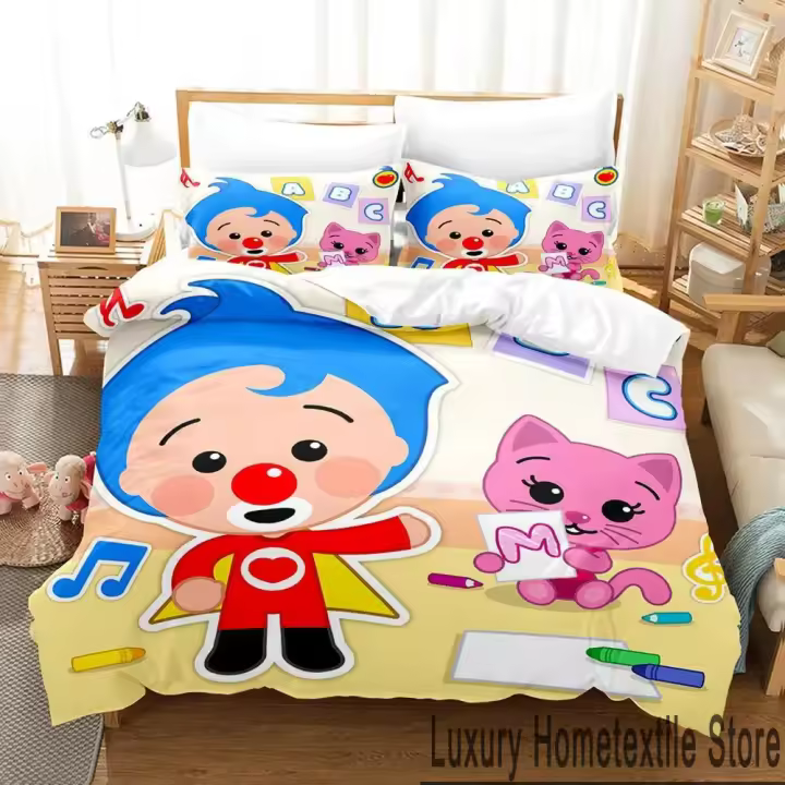Juego de Ropa de Cama de Dibujos Animados Plim en 3D Tamaño Twin King Funda de Edredón - 1