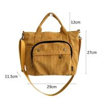 Bolso de mano de lona de algodón grande Retro con cremallera de pana para mujer, bolso cruzado ecológico informal portátil para mujer, bolso de mano con felpa - details 4
