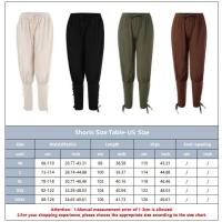 Conjunto de disfraz de caballero Medieval para hombre, camisas de pirata de Cosplay renacentista, pantalones con bandas en el tobillo para Halloween, tela de lino y algodón, 2 uds. - details 1