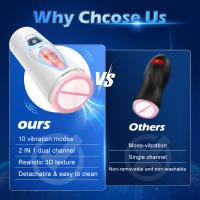 Masturbadores automáticos masculinos 2 en 1 de doble cabeza, copa vibradora, mamada, vagina de bolsillo, simulación de vagina, masturbador vaginal, extensión de entrenamiento, juguetes sexuales masculinos para adultos - details 7