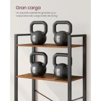 Librería de 5 Niveles, Biblioteca, Estantería para Oficina, Estudio, Sala de Estar, Dormitorio, 30 x 66 x 153 cm, Industrial, Marrón Rústico y Negro - details 6