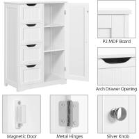 Armario de Baño de Suelo Mueble Auxiliar Comodo con 4 Cajones Estante Ajustable 81x30x83 cm Blanco - details 30