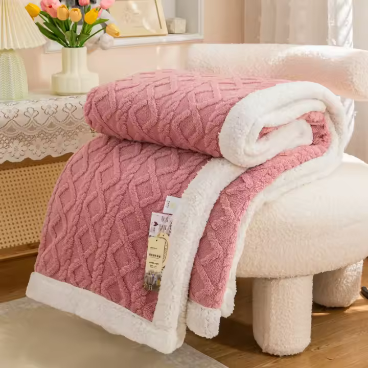 Manta de Lana Cálida y Espesa en Sherpa con Forro de Coral Suave para Invierno Ideal para Solapa de Cama Individual y Doble - 1