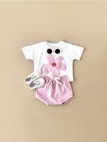 Ropa de bebé de verano Flor Sol Estampado de manga corta Pantalones cortos deportivos de color sólido Conjunto infantil - details 3