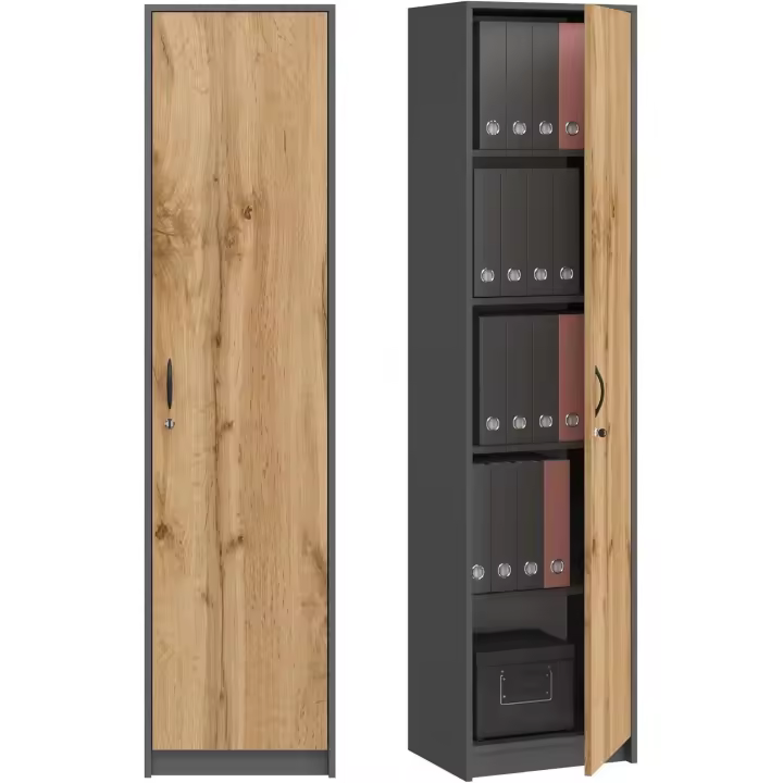Armario Universal para Oficina y Hogar 1 Puerta, 5 Compartimentos Tamaño 180 x 44,5 x 35cm Blanco - 1
