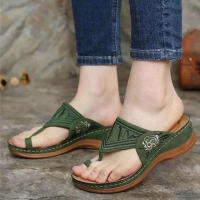 Sandalias planas de espiga para mujer, chanclas ortopédicas bordadas, cómodas y elegantes, Verano - details 4