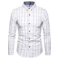 Camisa de algodón para hombre, camisa de manga larga a cuadros, informal, de negocios, ajustada, para oficina, 1311 - details 9