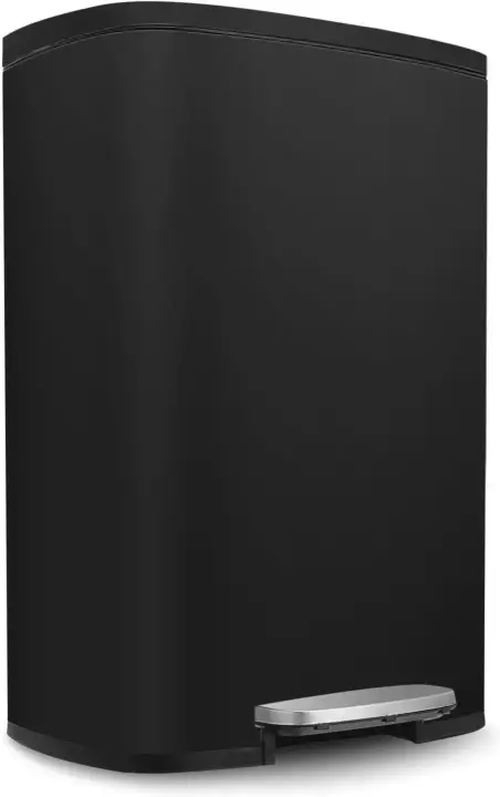 Cubo de basura de acero inoxidable con tapa para el hogar y la Oficina, papelera de reciclaje con Pedal de cierre suave, 50L - 1