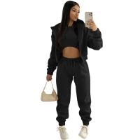 Conjunto de ropa de mujer de 3 piezas, suéter con capucha con forro polar, camiseta sin mangas y pantalones deportivos - details 13